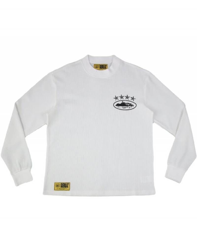Camicie Donna Corteiz 4starz Alcatraz Waffle Long Sleeve Bianche Italia | F5A-9285
