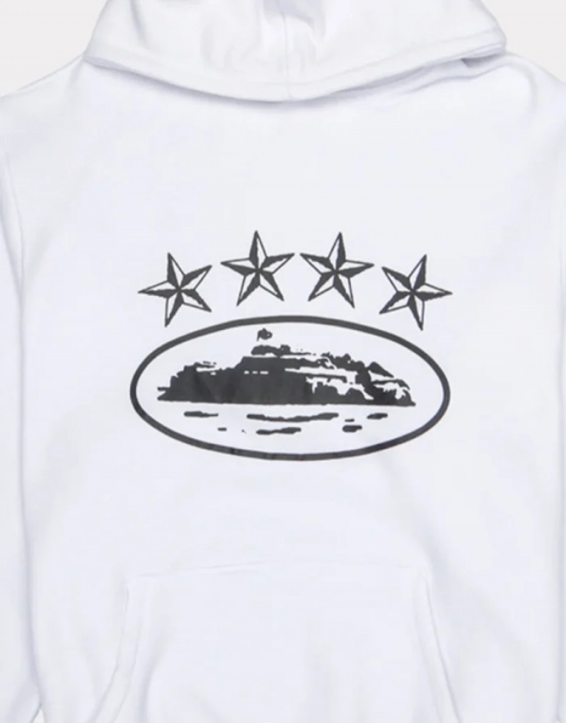 Felpa con Cappuccio Donna Corteiz 4starz Alcatraz Bianche Italia | L3H-9770