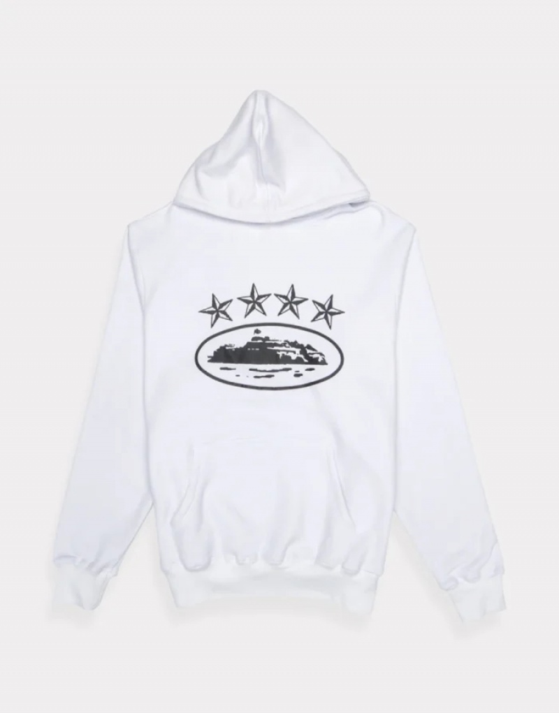 Felpa con Cappuccio Donna Corteiz 4starz Alcatraz Bianche Italia | L3H-9770