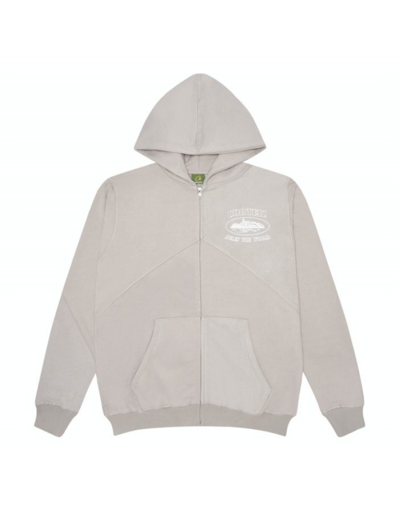 Felpa con Cappuccio Uomo Corteiz Superior V2 Zip Up Bianche Italia | S2N-3679