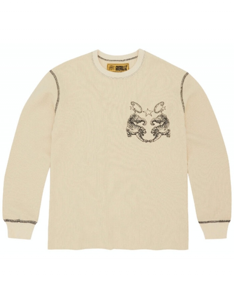 Felpe Donna Corteiz Tiger Waffle Longsleeve Bianche Italia | S4L-4536
