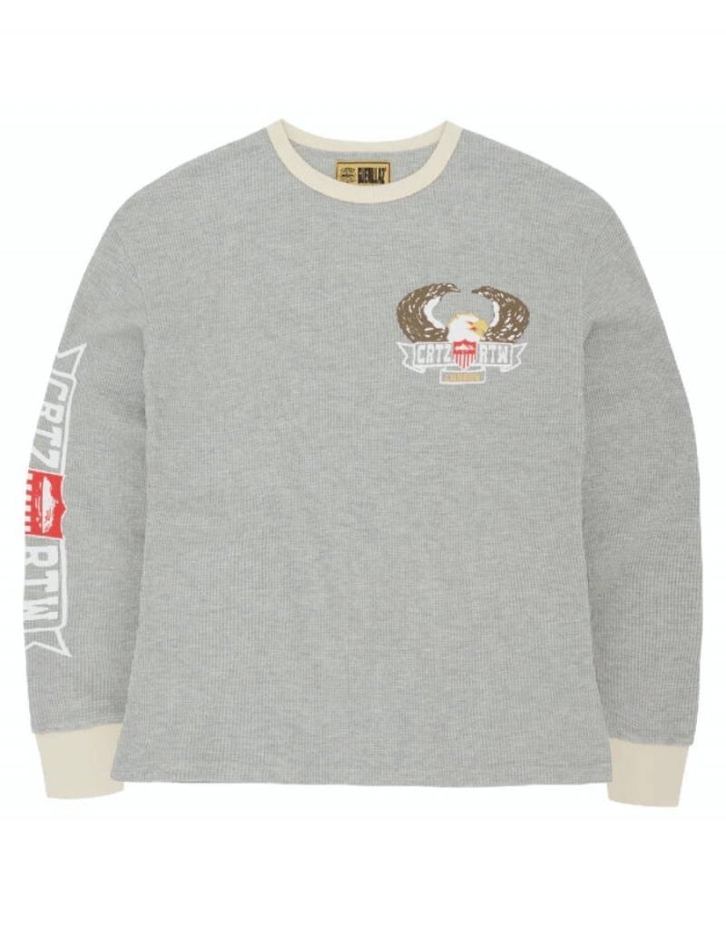 Felpe Uomo Corteiz Dipset Eagle Waffle Longsleeve Bianche Italia | X3R-9308