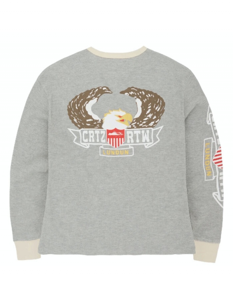 Felpe Uomo Corteiz Dipset Eagle Waffle Longsleeve Bianche Italia | X3R-9308