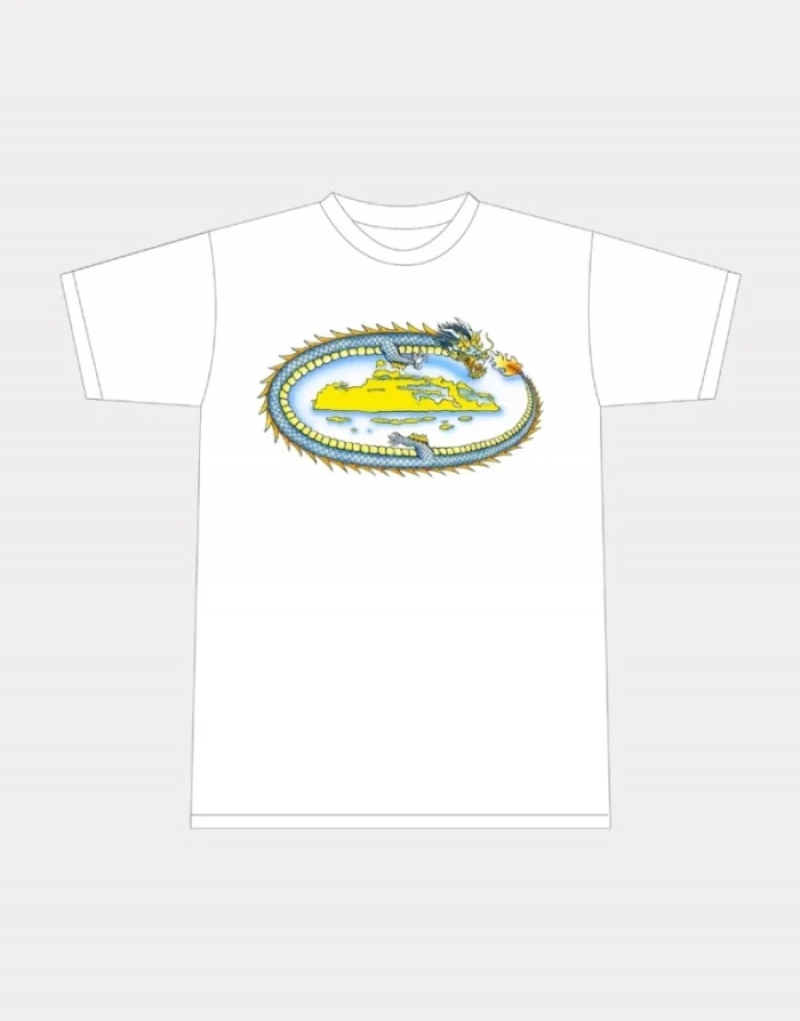Magliette Uomo Corteiz Dragon Bianche Italia | N6H-2391